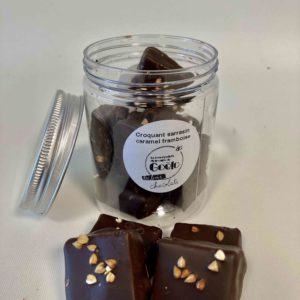Achat croquant sarrasin caramel framboise et chocolat noir - Chocolatier Saint-Brieuc